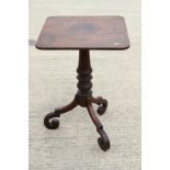 A mid Victorian mahogany rectangular tilt top occasional table, on turned column and tripod scroll