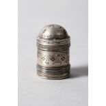 A Georgian silver bright-cut cylindrical nutmeg grater, 0.35oz troy approx