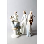 Four Royal Doulton Reflections figures, "Debut", 12 1/4" high, "Charisma", 13" high, "Flirtation"