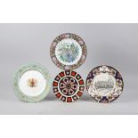 A Royal Crown Derby "Imari" pattern 1128 plate, an Ironstone 1987 Christmas plate and two other