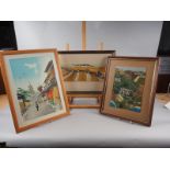 Assorted framed prints and watercolours, including views of Hong Kong