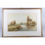 Henry John Kinnaird: watercolours, "The Thames near Hurley", 13" x 21 1/2", in gilt strip frame