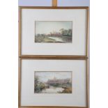 F J Lees: a pair of watercolours, "Eton College Chapel" and "Windsor Castle", 4 1/2" x 7 3/4", in