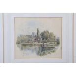 F G Coleridge: watercolours, "Wargrave on Thames", 4 3/4" x 5 1/2", in gilt strip frame