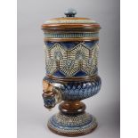 A Royal Doulton stoneware water filter, 13" high, and a Doulton baluster vase, 18 1/2" high (