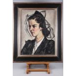 Emile Chambon, 1939: oil on canvas, portrait of Nelly Patkevitch?, 23 1/2" x 17 1/2", in later oak