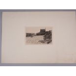 Charles Keene: a dry point etching of Southwold Harbour, 4 1/2" x 6 3/4", unframed