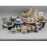 An assortment of china, including Wedgwood jasperware, a Royal Worcester "Mandarin Birds" flared rim