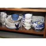 A Wedgwood "Fallow Deer" teapot and jug, a Royal Standard part teaset, Denby tablewares, glass vases