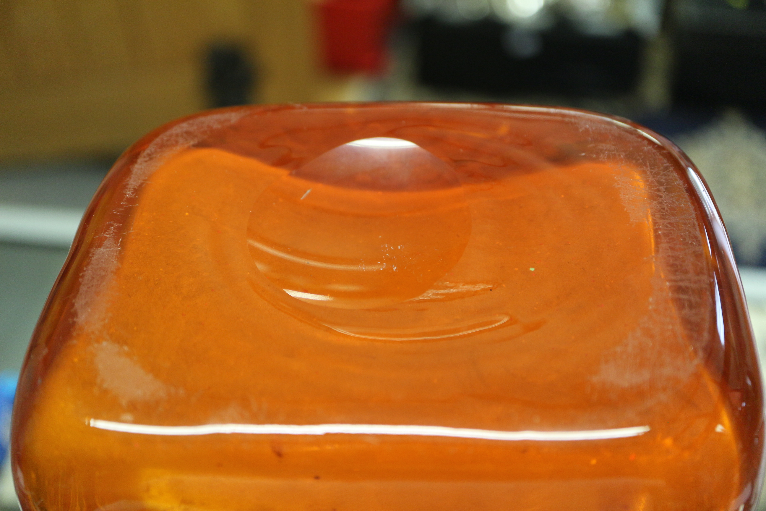 A Whitefriars orange coloured "Drunken Bricklayer" vase, 13" high - Image 5 of 5