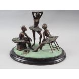A Benson Landes limited edition bronze, "Dress Rehearsal", 8/20, on green marble and hardstone