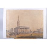 After Thomas Daniell RA: an 18th century hand-coloured aquatint, "St John's Church Calcutta", 15 3/