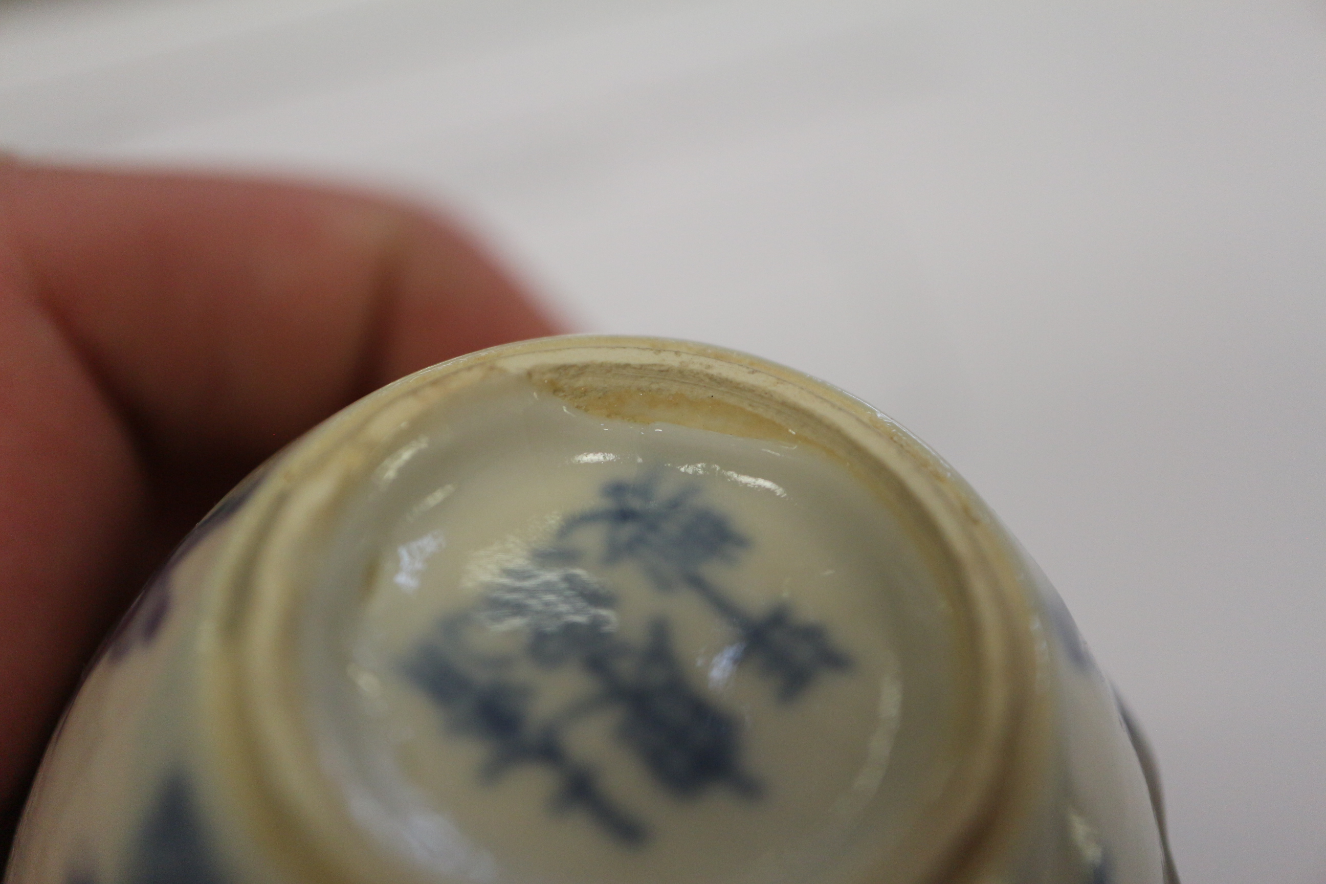 A Chinese blue and white figure decorated oviform vase with six-character mark, 2 3/4" high, on - Image 6 of 7
