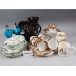 A late 19th century Salon part teaset, a treacle glazed toby jug and other assorted decorative