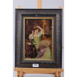 A crystoleum, girl by mirror, in gilt decorated frame