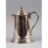 A silver plated ale jug with hinged cover and sides engraved Union Castle crest, 9" high