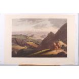 After Thomas Daniell RA: an early 19th century hand-coloured aquatint, "Thebet Mountains", (tear