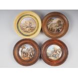 Four 19th century framed pot lids