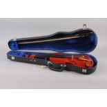 A Stentor Student three-quarter size violin, in travelling case, 22 3/4" long