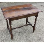 A 19th century oak side table, on barley twist supports, 35" wide x 22" deep x 29 1/2" high