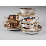 Six Royal Crown Derby cups and saucers, various patterns
