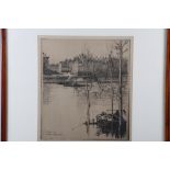 Eugene Bejot: two signed etchings, "La Quai de l'Horologe Paris" and "L'Ile de la Cite et le Pont