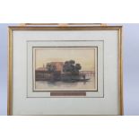 J Varley: watercolours, "Mill at Sunning, Berks", 5" x 7 1/2", in gilt strip frame