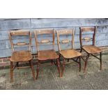 A set of four 19th century Oxford bar back kitchen chairs