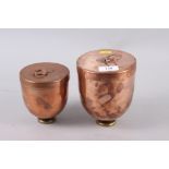 Two 19th century copper bombe moulds, taller 6" high
