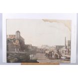 After Thomas Daniell RA: an 18th century hand-coloured aquatint laid on canvas, "The Old Fort,