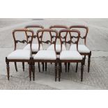 A set of six 19th century carved rosewood balloon back standard dining chairs with drop-in seats, on