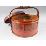 A Chinese red lacquer marriage basket