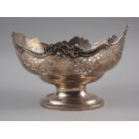 A silver openwork shaped oval basket, 23oz troy approx