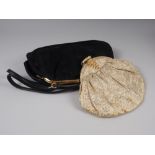 A Dunn & Co black silk top hat and two lady's evening bags