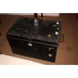 A black japanned trunk