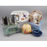 A J G Meakin part combination service, five Wedgwood collectors plates, a Belleek shaped jar, 4"