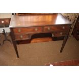 A mahogany writing desk, fitted four drawers, on square taper supports, 40" wide, and a 19th century