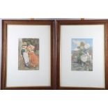 After Susan Beatrice Pearse: four colour nursery prints, in oak strip frames