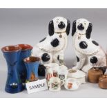 A quantity of Gossware china, a pair of Staffordshire dogs, 9" high, a quantity of Torquay ware,