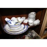 A "Willow" pattern charger, a Wedgwood shaped dish and other china and glass