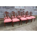 A set of ten Frank Hudson well reproduced mahogany dining chairs of Sheraton shield back design with