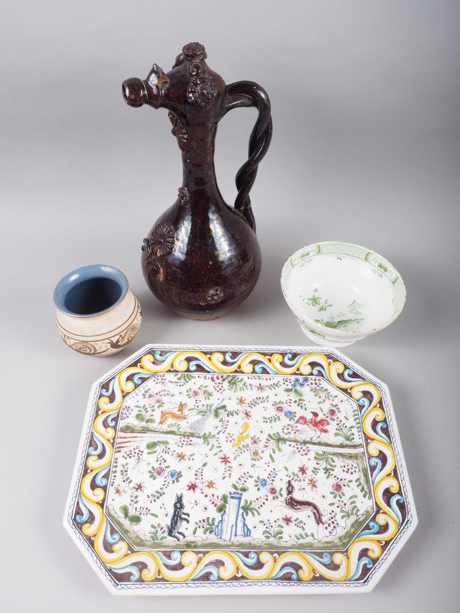 An assortment of studio pottery dishes, a Winstanley seated cat ornament, etc - Image 2 of 4