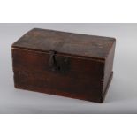 An early 18th century oak box with chip carved borders, 14 1/4" wide x 7 1/2" high