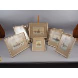 William Shepherd: seven watercolours, boats at sea, various sizes, in cream textured frames