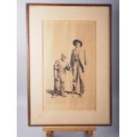 Erich Wolfsfeld, 1909: a pencil signed etching, "Beggars", plate mark, 19 1/2" x 11 3/4", in oak