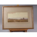 Gerald Ackermann: watercolours, "Looking towards Blakeney Point, 7 5/8" x 13 3/8", in strip frame