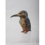 An Austrian cast bronze cold painted model kingfisher, 2 1/2" high