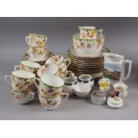 An Edwardian green floral decorated part teaset, "Avon" pattern and other decorative china