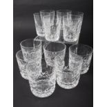 A set of six Waterford "Lismore" pattern tumblers and a matching set of smaller tumblers