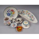 A 1950s Poole shaped dish, plate, butter dish and cover and other Poole